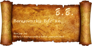 Benyovszky Béke névjegykártya